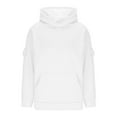 thumbnail image 4 of Fiaer Women's Hoodie Plus Size Long Sleeve Hooded Sweatshirts Loose Fit Fashion V Neck Tops with Multiple Pocket White XL, 4 of 6