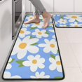thumbnail image 2 of Kitchen Rugs Sets Of 2,Blue Daisy Flower Green Leaves Pattern Anti Fatigue Kitchen Mat Rugs Non Slip Washable,Decorative Kitchen Floor Mats for Kitchen,Sink,Laundry,17"x47"+17"x47", 2 of 5