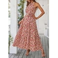 thumbnail image 3 of PRETTYGARDEN Women's Summer Floral Maxi Sun Dress Sleeveless Halter Neck Flowy Ruffle Hem Long Boho Dresses with Belt, 3 of 8