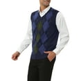 thumbnail image 4 of MODA NOVA Big & Tall Men's Casual Argyle Vest Sweater Slim Fit Knit Pullover Navy LT, 4 of 5