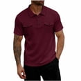 thumbnail image 2 of Yertdoel Men T-shirts Solid Color Short Sleeve Half Button Placket Lapel Neck Shirts with Pockets Soft Loose Comfortable Breathable Outdoor Hiking Cycling Tops, 2 of 9