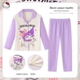 thumbnail image 5 of Conjunto de pijama de manga larga para niños, pijama de dibujos animados de Anime Sanrioed Cinnamoroll Melody Kuromi, ropa de dormir para el hogar, Kawaii, para primavera, 5 of 5