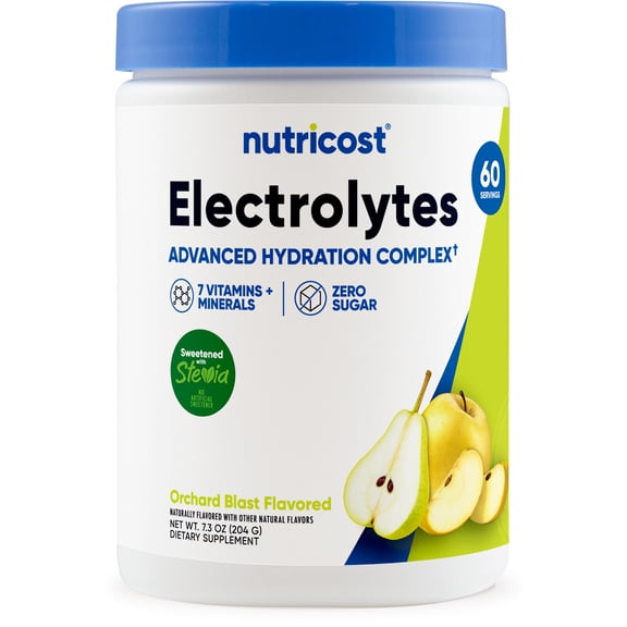 Nutricost Electrolytes Complex Powder (Orchard Blast) 60 Servings - Advanced Hydration Complex, 7 Vitamins   Minerals, Zero Sugar, Sweetened with Stevia, Gluten-Free, GMO-Free
