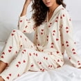 thumbnail image 4 of Naittoop Womens Pajama Set Long Sleeve Button Down 2 Piece Heart Print Sleepwear Cute Shirt Long Pants Matching Sets, 4 of 5