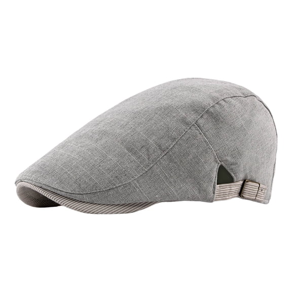 FINALGANG Womens Mens Solid Color Striped Linen Newsboy Cap Breathable Buckle Strap Adjustable Fit Lightweight Hat For Summer Daily Formal Wear Versatile Headwear