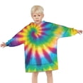 thumbnail image 3 of Rainbow Tie Dye Spiral Pattern Blanket Hoodies for Kids 6-13YR Oversize Wearable Blanket Hoodies for Boys Girls Teens, 3 of 7