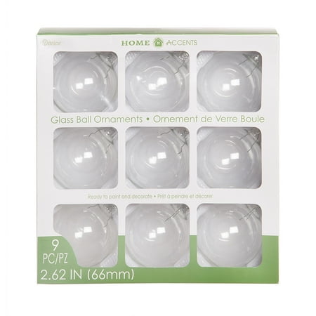 Darice 2.6-Inch Clear Glass Ornament, 9 Pack