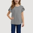 thumbnail image 6 of Summer Savings Clearance 2025! THDHVS Toddler Shirts,Girls Tops,Teen Girl Summer clothes Round Neck Solid Color Casual Short Sleeve Gray 12 Years, 6 of 8