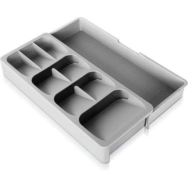 Organizador de cubiertos, bandeja de cubiertos, organizador de 9 cajones de compartimentos, organizador de cajones de cocina de plástico expandible para cubiertos, bandeja organizadora de cajones Feliz Sencillez