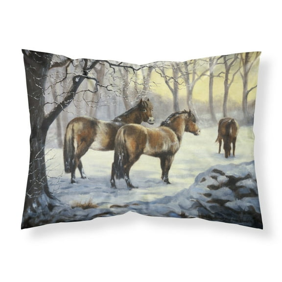 Horses in Snow by Daphne Baxter Fabric Standard Pillowcase