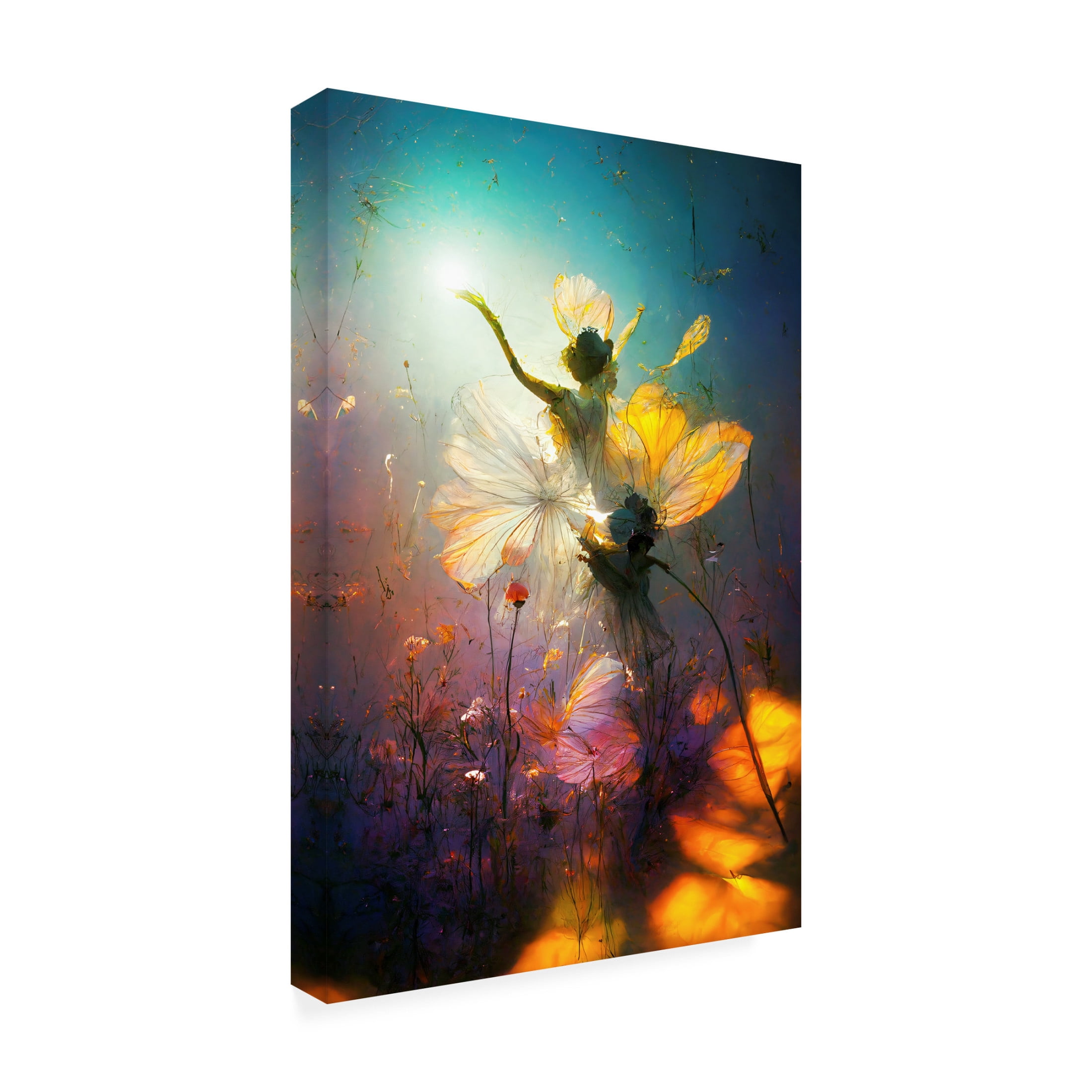 Canvas Wall Art - Ray Heere 'Flower Dance 4' Wall Art for Living Room, Bedroom, or Office Décor by Trademark Fine Art - 22 x 32 Inches