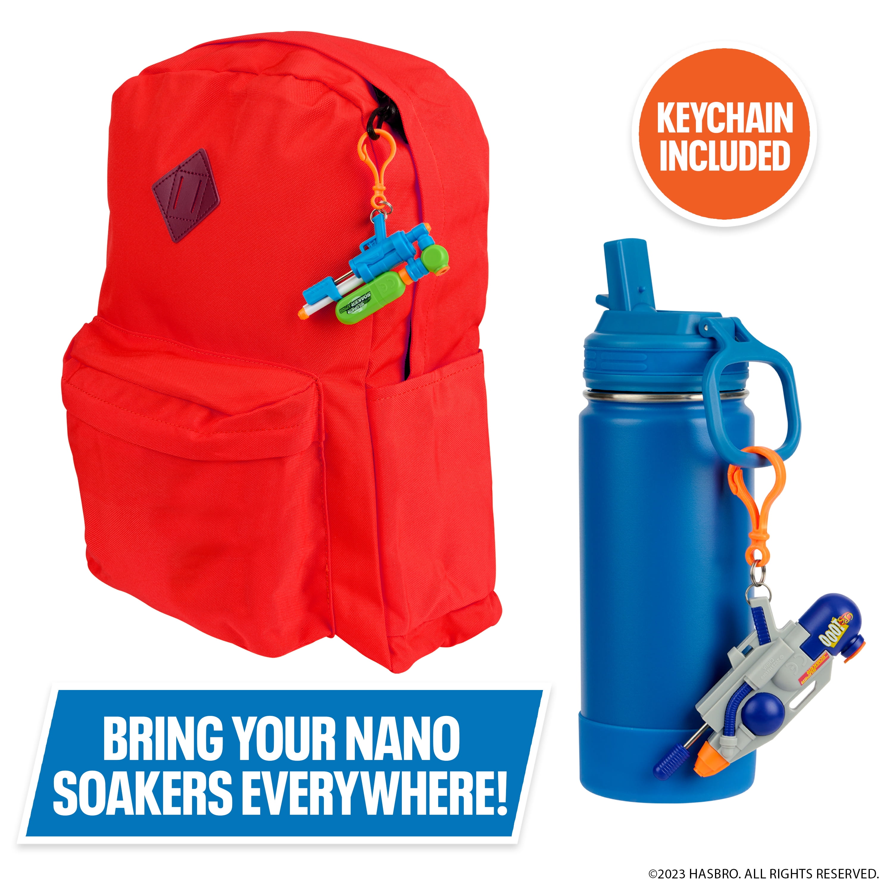 NERF Super Soaker Nano Blasters, 1 Mini Water Blaster with Keychain. Assorted. Styles will vary.