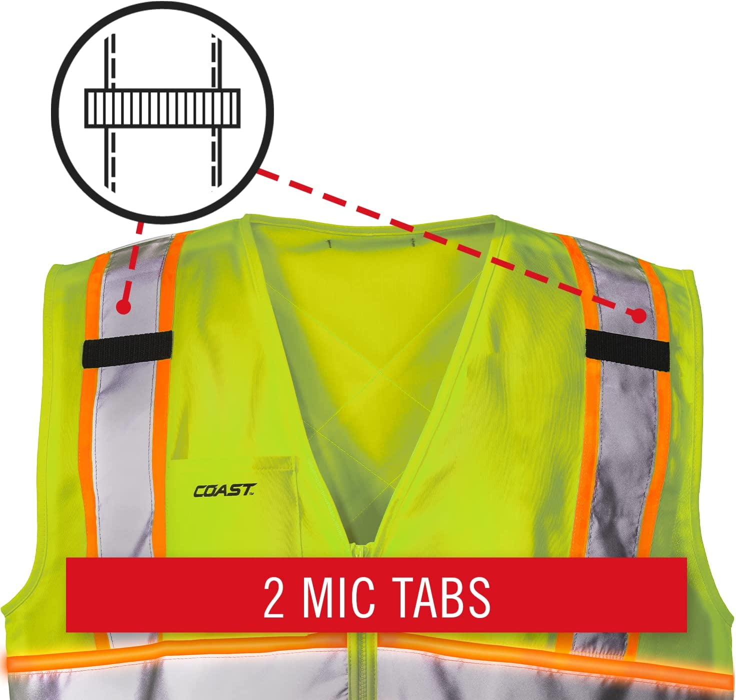 Coast SV375 High-Vis Rechargeable Lighted Safety Vest with COAST-Patented CIRCLIGHT 360 Safety Technology, 2 Large Pockets, XL