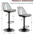 thumbnail image 3 of MOJAY Clear Bar Stools Set of 2, Counter Height Adjustable Swivel Acrylic Bar Stools with PU Leather Upholstered, Armless Bar Stools for Kitchen Island - Grey/Black, 3 of 8