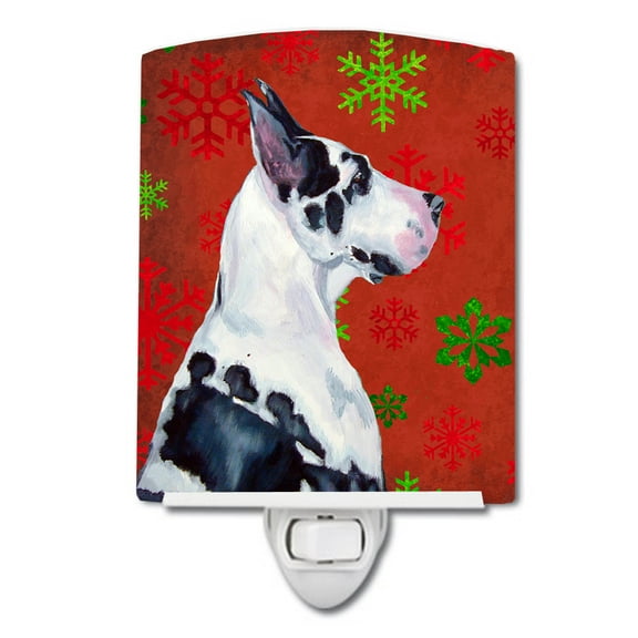 Great Dane Red Snowflakes Christmas Ceramic Night Light
