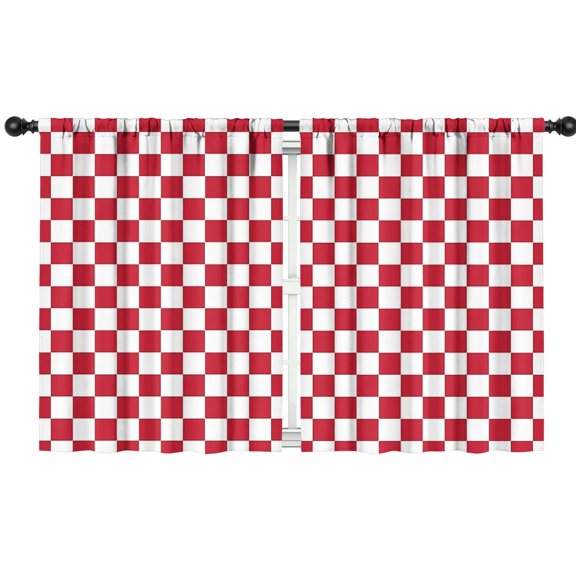 Blackout Kids Curtains,White Red Checkered Childrens Insulated Curtains Set Of 2,Bedroom Essentials,Toddler Room Decor 42"x54"(106x137cm)