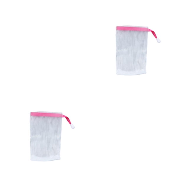 Naiovety Bolsas de jabón de ducha Limpiador facial Herramienta de limpieza de baño Red de burbujas Bolsa de cordón de espuma hecha a mano Rojo 2Conjunto