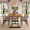 thumbnail image 4 of Finmind 63-inch Solid Wood Dining Table for 4-6 People, Industrial Rectangle Kitchen Table with Metal Legs, Brown and Black, 4 of 6