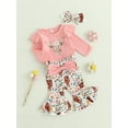 thumbnail image 3 of Chengji Chengchuan Baby Girl Western Ruffle Romper Cow Print Bell Bottoms (3-6 M), 3 of 10