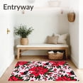 thumbnail image 3 of ODIKA 6'x9' Machine Washable Non-Slip Area Rug, Poinsettia Bloom Festive Floor with Cardinal Accents High Traffic Rug, Red, 732227, 3 of 7