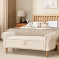 thumbnail image 3 of Furniliving Storage Ottoman Bench Button Tufted End of Bed Bench Storage Bench for Bedroom, Beige, 3 of 10
