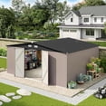 thumbnail image 6 of GVDV Outdoor Metal Storage Shed 14 x 12 ft, Storage House Metal Steel Utility Tool Shed with Lock and Door, for Garden, Patio, Lawn, Brown, 6 of 7