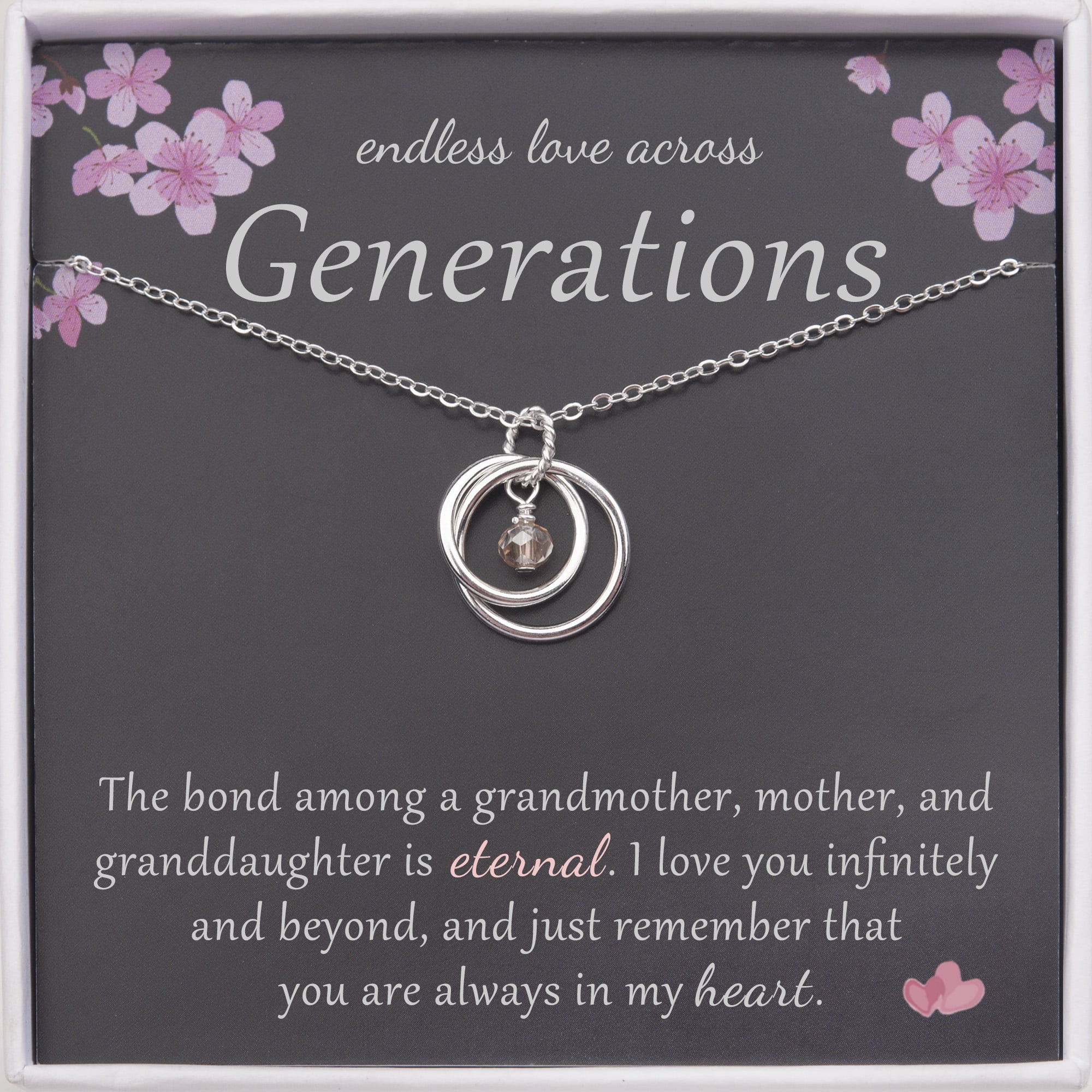 Anavia Three Generations Necklace Gift for Grandmother, Mother, Granddaughter, 925 Sterling Silver Necklace Birthday for Grandma