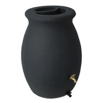 Algreen Castilla 50 Gallon Plastic Rain Water Collection Barrel, Black