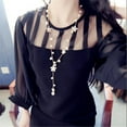 thumbnail image 2 of UDIYO Women Elegant Faux Pearl Flower Sweater Chain Long Pendant Necklace Jewelry, 2 of 6