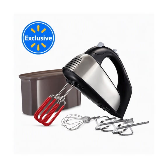 Hamilton Beach 6-Speed Electric Hand Mixer with SoftScrape Beaters, 5 Attachments & Case, Mixer for Kitchen, Black