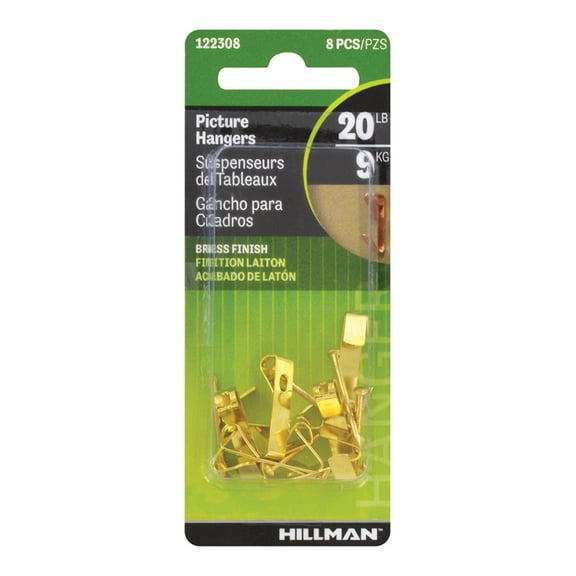 Hillman Picture Hanger 20lb Brass 8pc