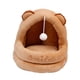 thumbnail image 3 of Lindo nido para gatos semicerrado, cama para gatos, casa suave con pelota de juego, sofá cama cálido para mascotas, cama para dormir para perros peque marrón, 3 of 8