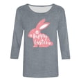 thumbnail image 4 of RKSTN Hauts pour Femmes Pâques Mignon Lapin Imprimé Coupe Ample Hauts Col Rond Manches 3/4 Printemps Été Blouse Douce, 4 of 4