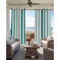 thumbnail image 4 of Green Stripe Blackout Curtains, Light Blocking Print Window Curtains, Gradient Geometric White Vertical Striped Thermal Insulated Window Drapes for Living Room Kitchen Cafe 2 Panels, 55"W x 39"L, 4 of 9