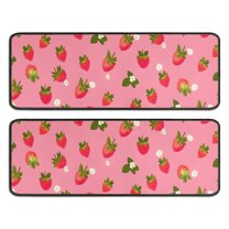 Kitchen Rugs Sets Of 2,Strawberry Plants Fruit Flower Anti Fatigue Kitchen Mat Rugs Non Slip Washable,Decorative Kitchen Floor Mats for Kitchen,Sink,Laundry,17"x47" 17"x47"