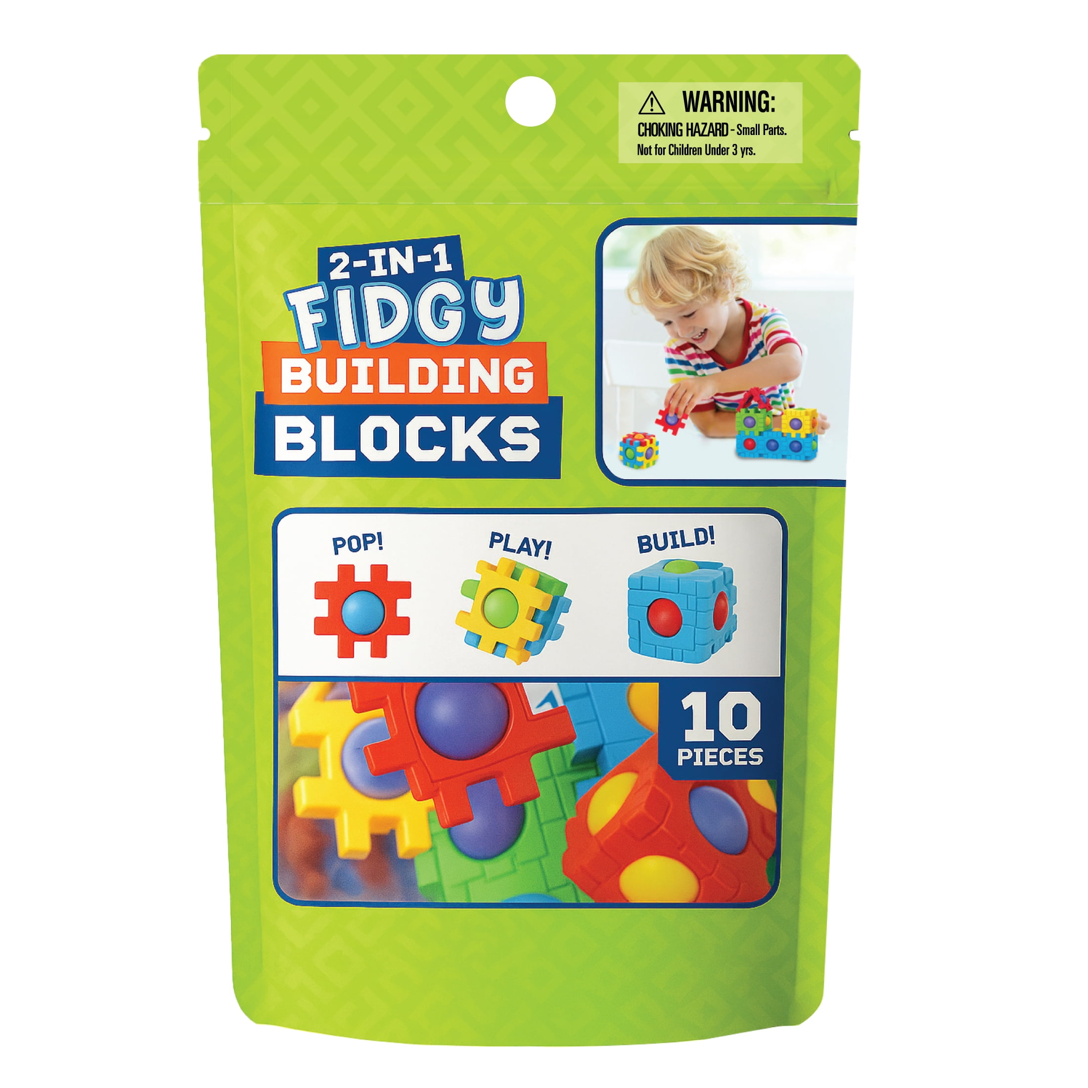 (3 pack) Best Brands 2-in-1 Fidgy Blocks Sensory Pop Play Building Toy for Ages 3+, 10 Count