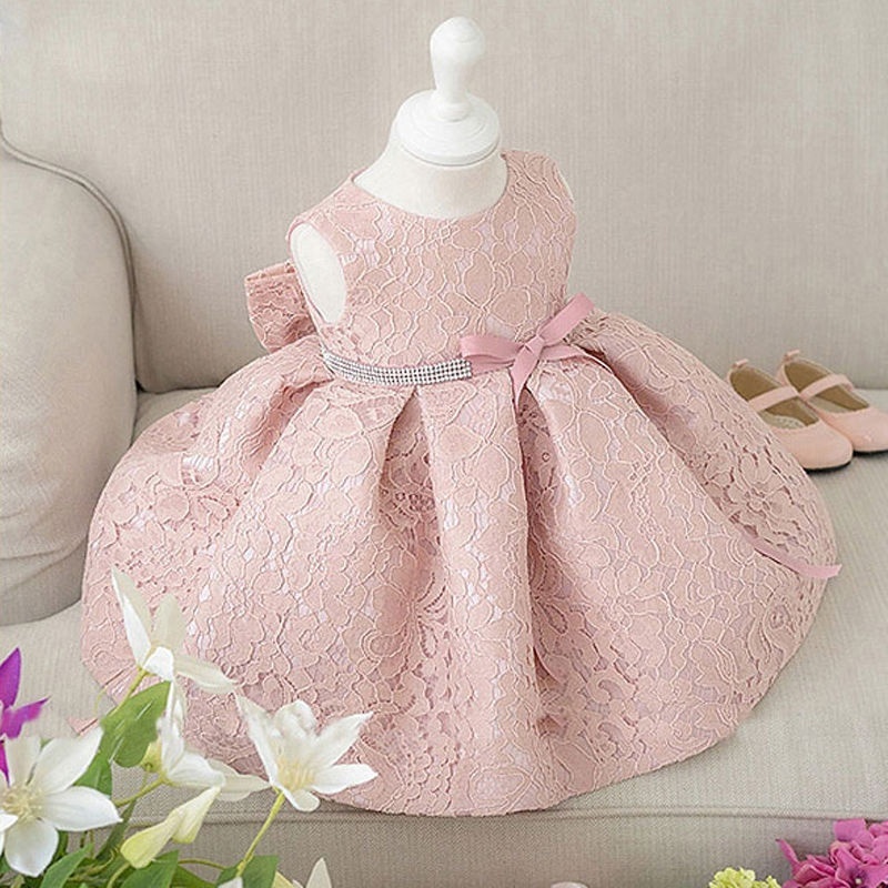 pink and white flower girl dresses