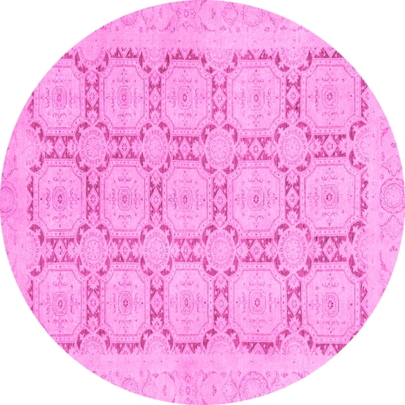 Ahgly Company Indoor Round Abstract Pink Modern Area Rugs, 8' Round