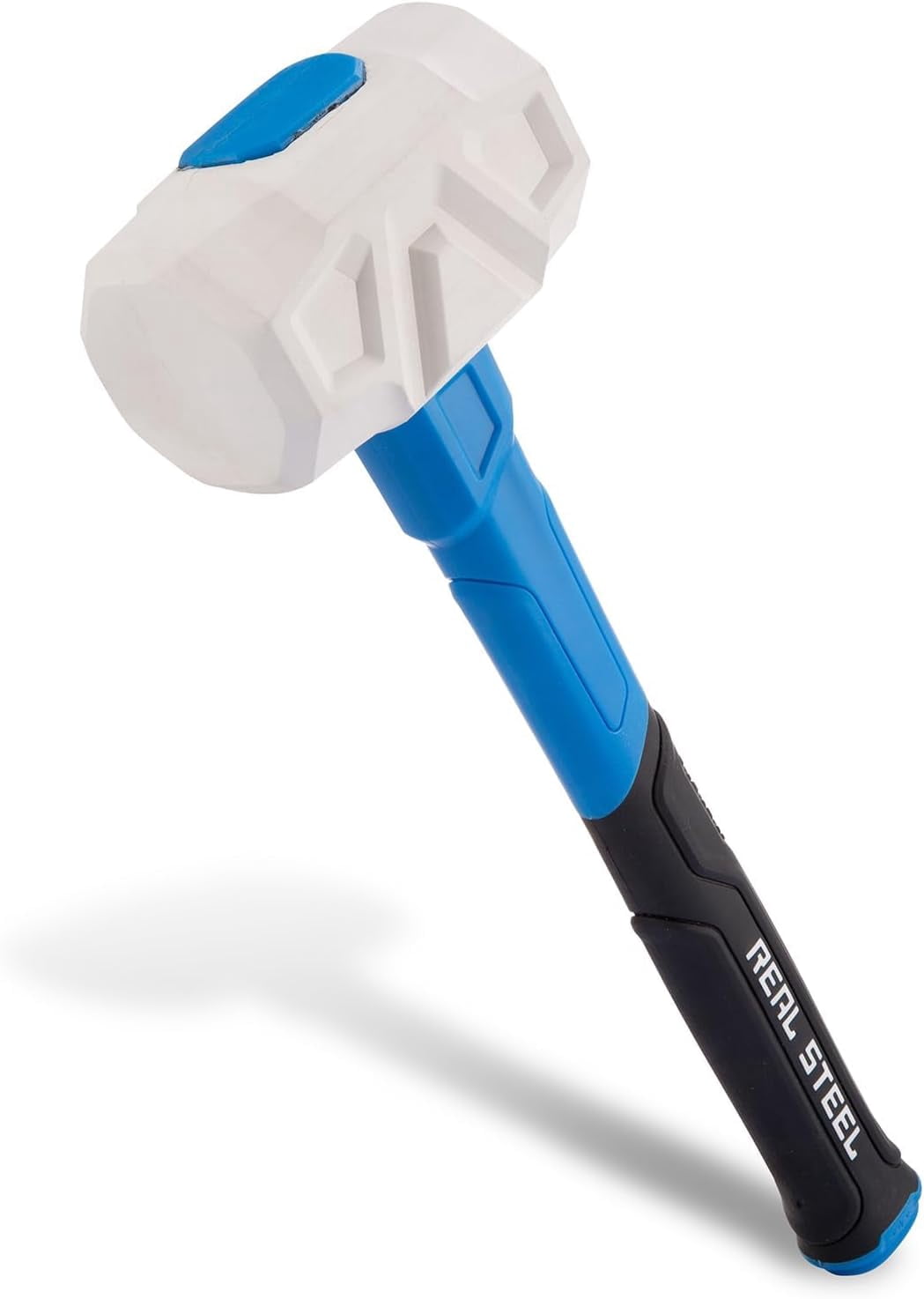 RGHJAR-Real Steel Rubber Mallet Hammer 16 OZ White Rubber Hammer with Solid Head, Double-faced Mallets for Flooring, Woodworking, Camping, Automotive 0319