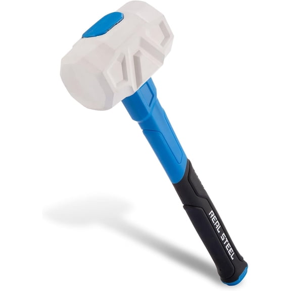 CERPXFF-Real Steel Rubber Mallet Hammer 16 OZ White Rubber Hammer with Solid Head, Double-faced Mallets for Flooring, Woodworking, Camping, Automotive 0319