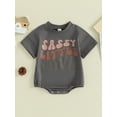 thumbnail image 2 of Baby Girls Romper, Short Sleeve Crew Neck Letters Print Infant Bodysuit Summer Clothes, 2 of 9