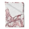 thumbnail image 2 of Floral Soft Flannel Fleece Blanket, Romantic Nature Scroll Style Pattern with Hand Drawn Leaves and Petals, Cozy Plush for Indoor and Outdoor Use, 60" x 80", Maroon Coral and White, by Ambesonne, 2 of 5