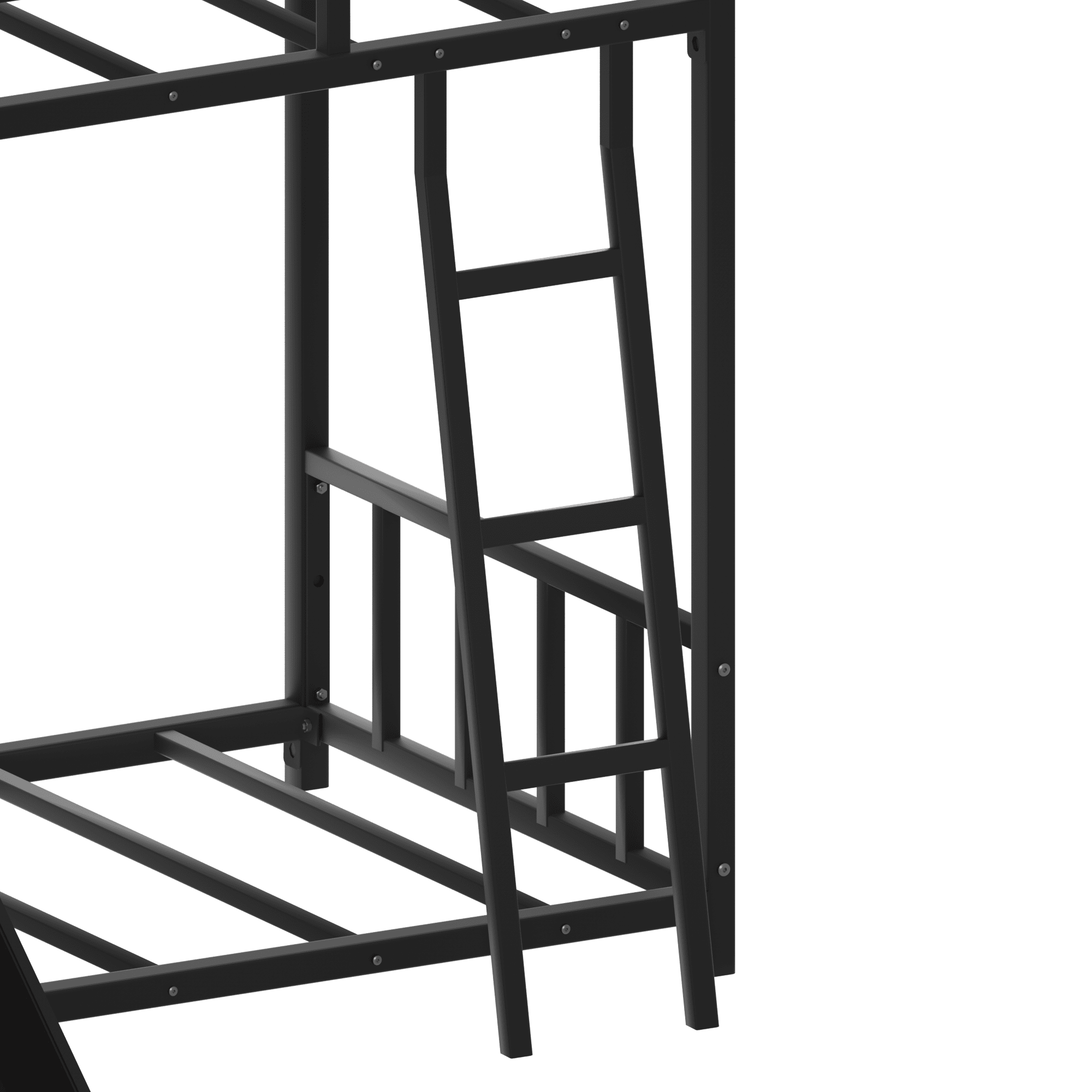 Bunk Bed 78.7 Inch, Metal Bed Frame with Ladder and Slide for Kids, Space-Saving Twin Bed for Children's Bedroom, Black