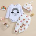 thumbnail image 2 of Baby Body Layette Set Onesies Para Niños Pequeños Recién Nacido Ropa De Manga Larga Otoño Invierno Niños Rainbow Romper Tops Pantalones Traje Con Sombrero Blanco Odeerbi LM103-9636, 2 of 9