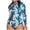 Blue, variant on Relanfenk Plus Size Swimwear Women's Fashion Long Sleeve Printed Onepiece Zip Conservative Plus Size Swimsuit