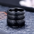 thumbnail image 4 of Men's and Women's Black Hammered Tungsten Steel Ring, 4 of 4