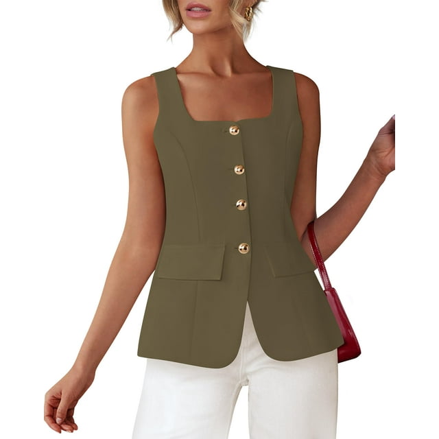 Chaleco blazer BTFBM para mujer, sin mangas, chalecos elegantes e informales