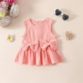 thumbnail image 6 of mgoYE Baby Girl Clothes 0-3 Months Baby Girl Clothes Toddler Summer Outfits Cute Bow Sleeveless Top and Ruffle Shorts 2pc Set 1-5 Years Old(Pink,2-3 Years), 6 of 7