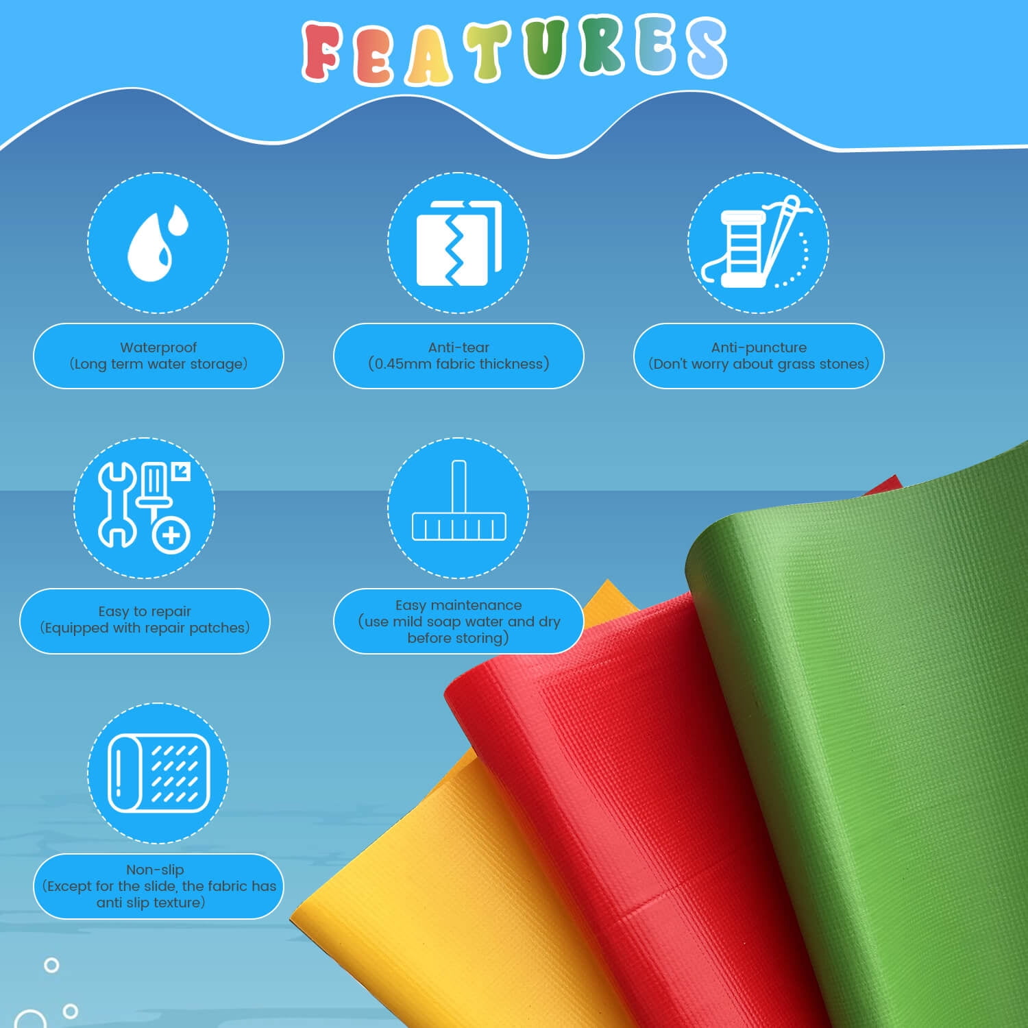 OFFMUST 22.5ft Giant Inflatable Water Slide for Big Kids, Commercial Grade PVC Blow Up Water Slide for Adults Heavy Duty Backyard Water Park