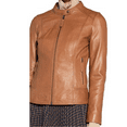 thumbnail image 2 of Luis Leather 100% Leather Jacket for Women - Collarless Deep Neck & Slim Fit - Moto, Bomber, Biker Winter Casual Wear, 2 of 4